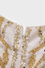 Curveins Plus Size V-Neck Sequin Glitter High-Low Maxi Dress