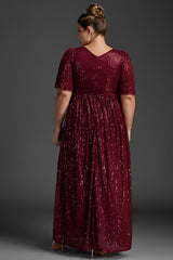 Curveins Plus Size Surplice Sequin Maxi Dress