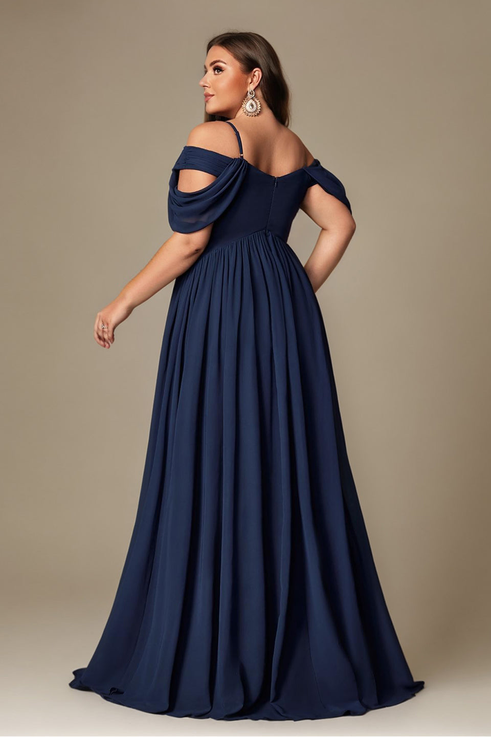 Curveins Plus Size Off-Shoulder Short Sleeve A-Line Maxi Dress