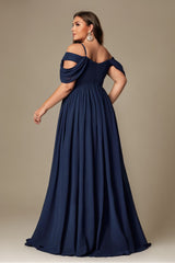 Curveins Plus Size Off-Shoulder Short Sleeve A-Line Maxi Dress