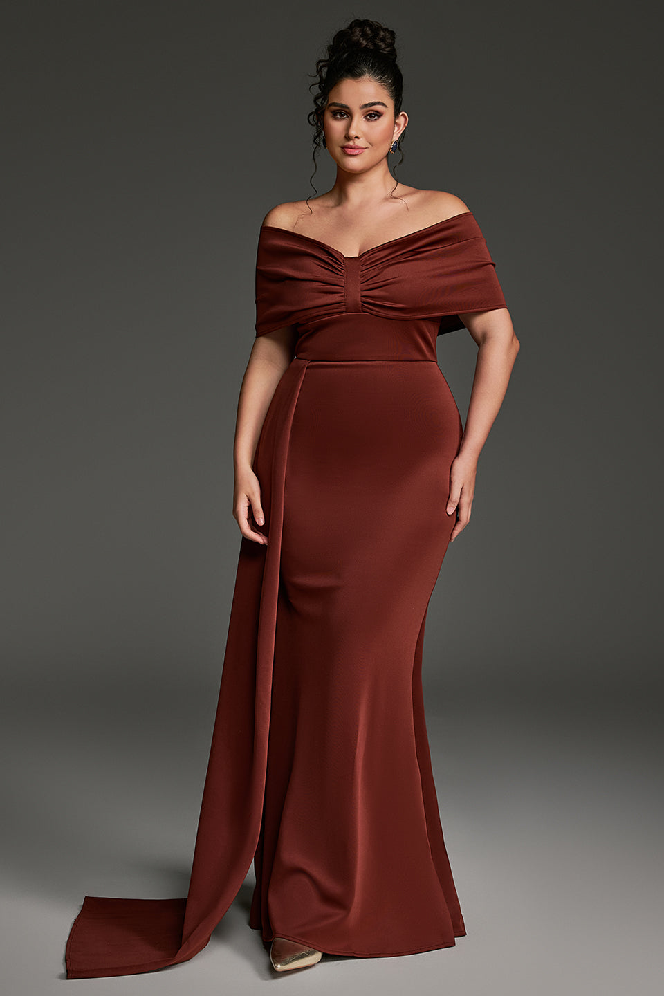 Curveins Plus Size Off-Shoulder One Side Tie Bodycon Maxi Dress