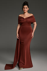 Curveins Plus Size Off-Shoulder One Side Tie Bodycon Maxi Dress