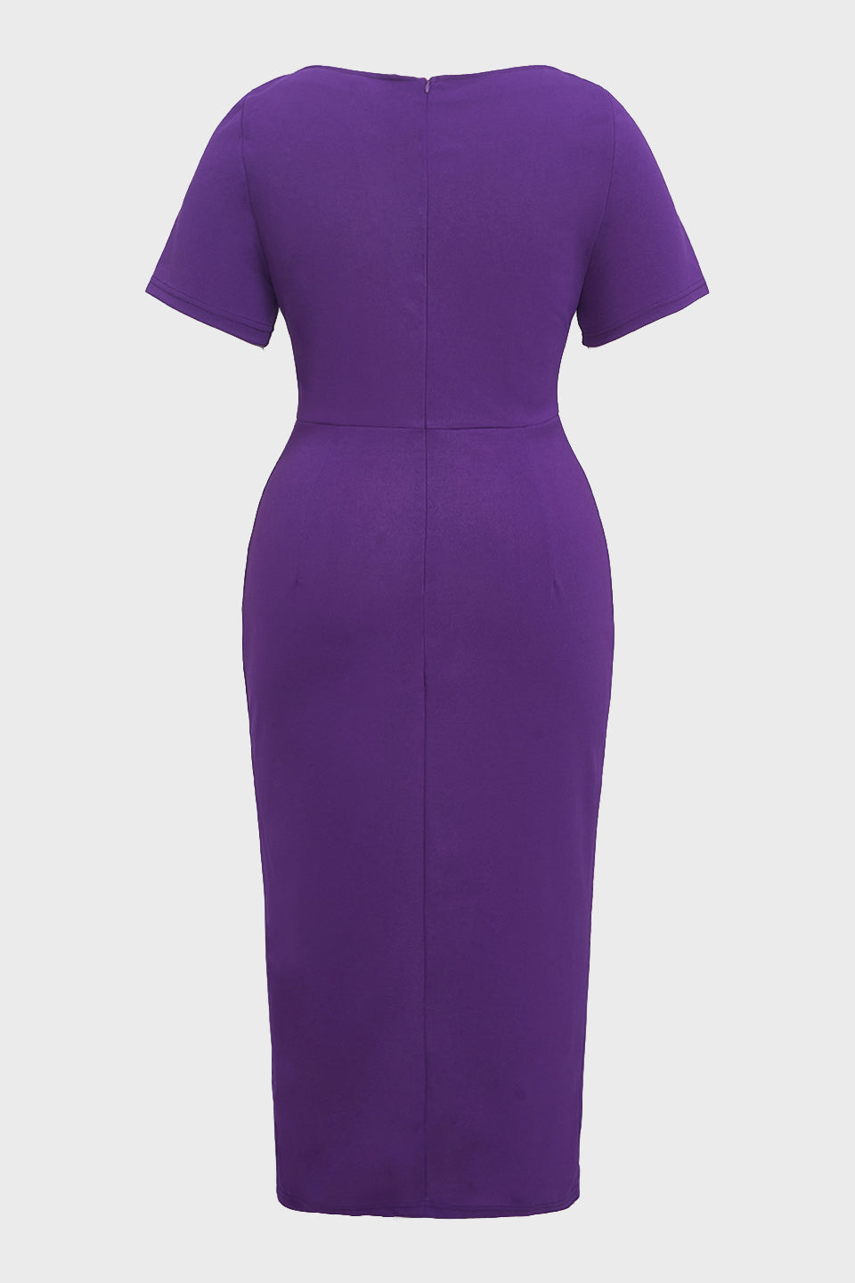 Curveins Elegant Plus Size V-Neck Side Slit Bodycon Maxi Dress