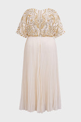 Curveins Plus Size V-Neck Sequin Glitter High-Low Maxi Dress