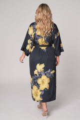 Curveins Plus Size Satin Ice Silk Cooling Lightweight Loose Fit Robe Nightwear