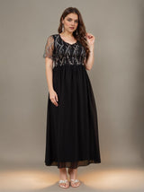 Curveins Plus Size V Neck Striped Maxi Dress With Fringe Batwing Sleeves