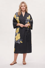Curveins Plus Size Satin Ice Silk Cooling Lightweight Loose Fit Robe Nightwear