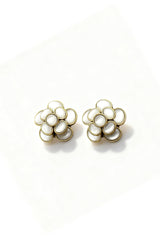 Curveins Retro Chic Camellia Earrings in Aged Metal