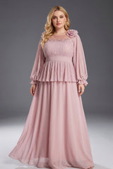 Curveins Plus Size Crew Neck Puff Sleeve Faux Two Piece Panelled Maxi Dress