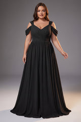 Curveins Plus Size Sleeveless V Neck Ruched Waist Flowing Elegant Maxi Dress