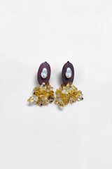 Curveinse Natural Stone Wooden Baroque Pearl Statement Earrings
