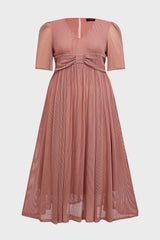 Curveins Plus Size V-Neck Short Sleeve Ruffle Hem Maxi Dress