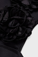 Curveins Plus Size Sexy Halter Neck Large Flower Fitted Back Slit Maxi Dress