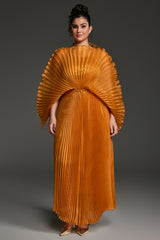 Curveins Plus Size All-Over Pleated Long Maxi Dress Flowy Feminine Chic Evening Style