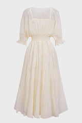 Curveins Plus Size V-Neck Embroidered Ruffle Hem Dress