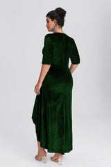 Curveins Plus Size Asymmetric Hem Velvet Maxi Dress With Sequin