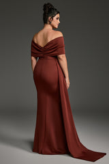 Curveins Plus Size Off-Shoulder One Side Tie Bodycon Maxi Dress
