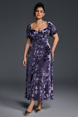 Curveins Plus Size V-Neck Short Sleeves Floral Print Maxi Dress