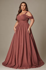 Curveins Plus Size Sleeveless V Neck Ruched Waist Flowing Elegant Maxi Dress