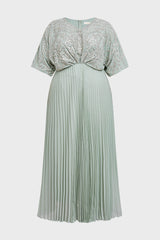 Curveins Plus Size V-Neck Sequin Glitter High-Low Maxi Dress