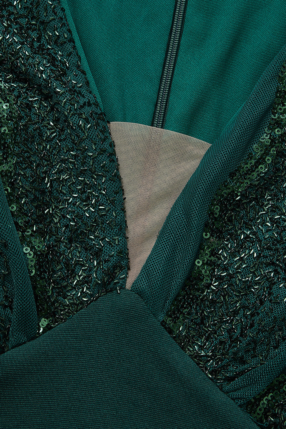 Curveins Plus Size V-Neck Sequin Balloon Sleeve Back-Slit Elegant Evening Maxi Dress