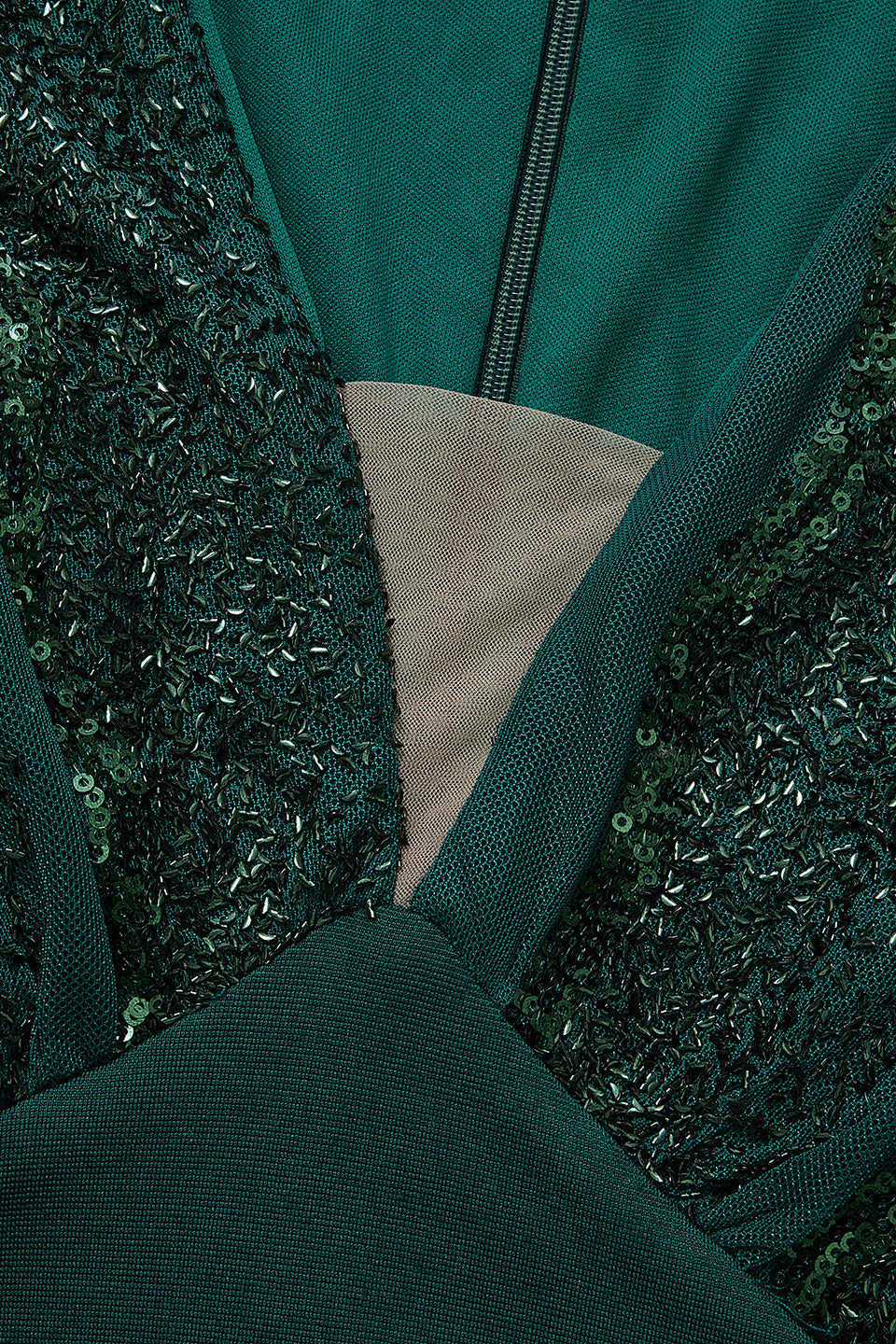 Curveins Plus Size V-Neck Sequin Balloon Sleeve Back-Slit Elegant Evening Maxi Dress