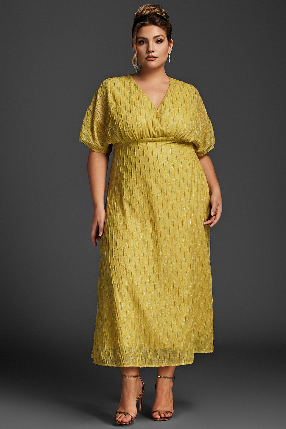 Curveins Plus Size Surplice Ruched Dress