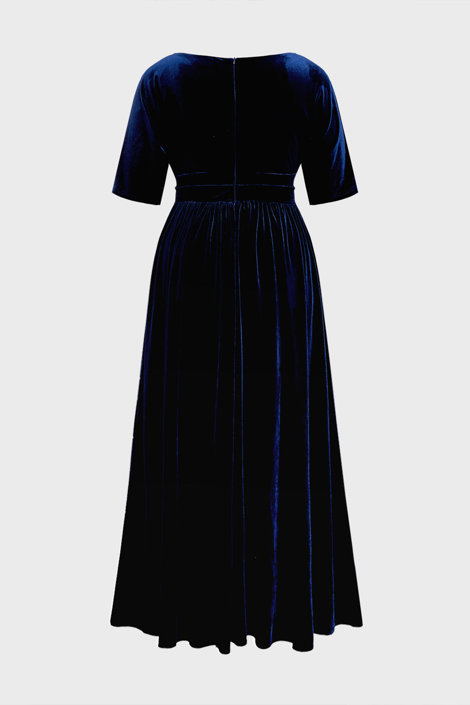 Curveins Plus Size V-Neck Sequin Bust Velvet Waist-Defined Maxi Dress