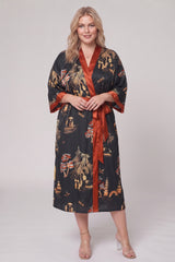 Curveins Plus Size Satin Ice Silk Cooling Lightweight Loose Fit Robe Nightwear
