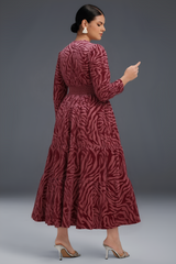 Curveins Plus Size V-Neck Long Sleeves Floral Maxi Dress
