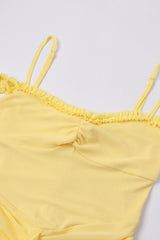 Curveins Plus Size Off Shoulder Strap Maxi Dress with Asymmetrical Hem Elegant Style