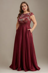 Curveins Plus Size Round Neck Sleeveless Ruched Cross Waist Pattern Maxi Dress