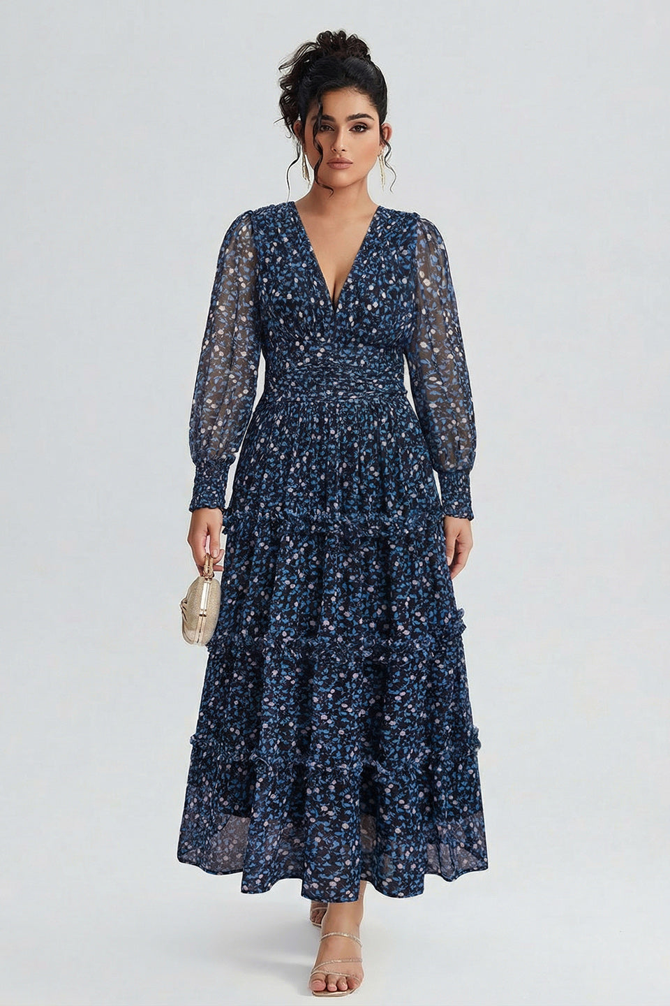 dressberry curve plus size floral embroidered tiered a-line dress reviews Satin Tiered Ruffle-Detail Midi Dress