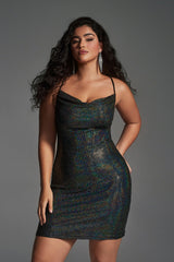 Curveins Plus Size Dazzling Sequin Strappy Sexy Bodycon Dress