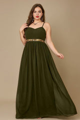 Curveins Plus Size V Neck Ruched Waist Maxi Dress with Cape Sleeve