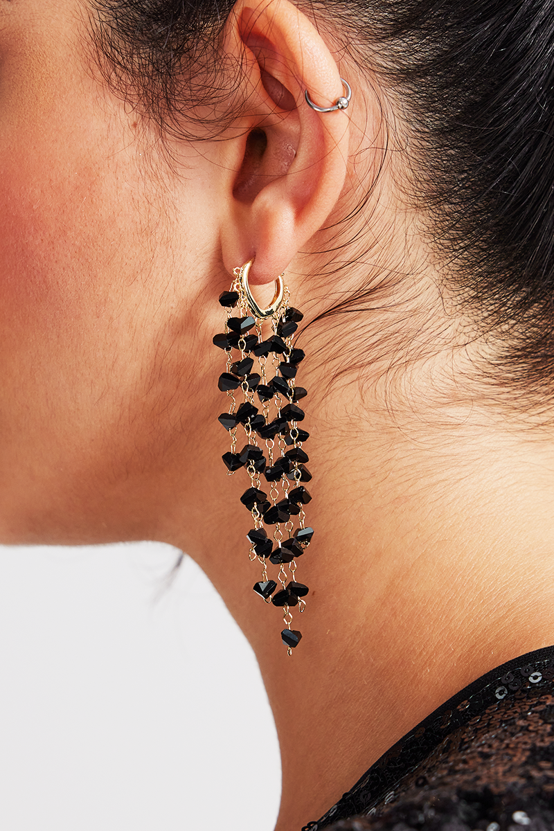 Curveins Black Fringe Earrings