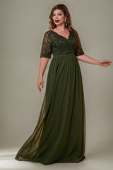 Curveins Plus Size V-Neck Sequin Floral Patchwork Maxi Dress