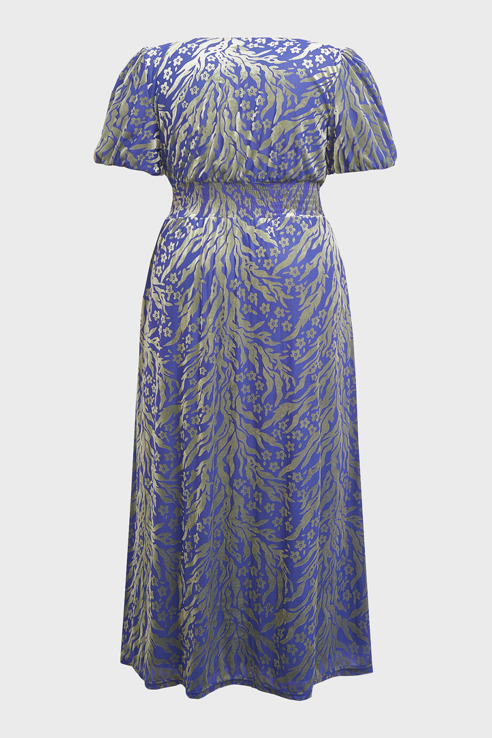 Curveins Plus Size V-Neck Velvet Plain Maxi Dress