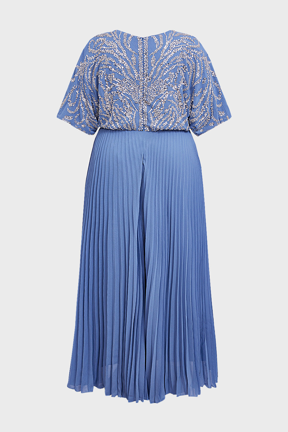 Curveins Plus Size V-Neck Sequin Glitter High-Low Maxi Dress