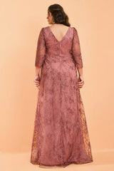 Curveins Plus Size Elegant V-Neck Floral Sequin Dress with Defined Waist