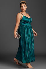 Curveins Plus Size V-Neck Ruched Sleeveless Dress