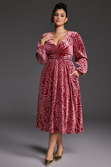 Curveins Plus Size V-Neck Long Sleeves Floral Maxi Dress