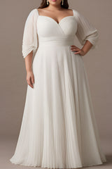 Curveins Plus Size V-Neck Lantern Sleeve Ruched Elastic Waist Maxi Dress