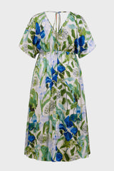 Curveins Plus Size V-Neck Batwing Sleeve Patterned Floral Maxi Dress