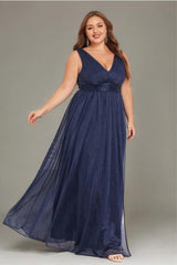 Curveins Plus Size V-Neck Sleeveless Split Hem Maxi Dress