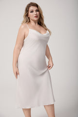 Curveins Plus Size Satin Cowl Neck Spaghetti Strap Loose Fit Sleep Dress