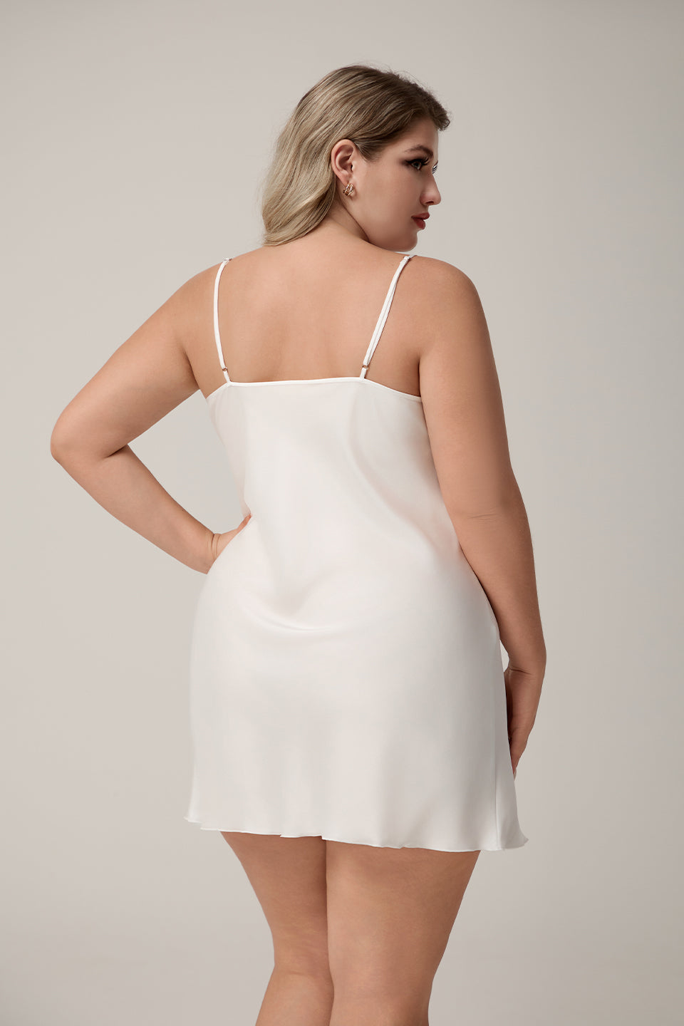 Curveins Plus Size Mid-Panel Lace Spaghetti Strap Sleep Top, Sexy Comfortable Nightwear