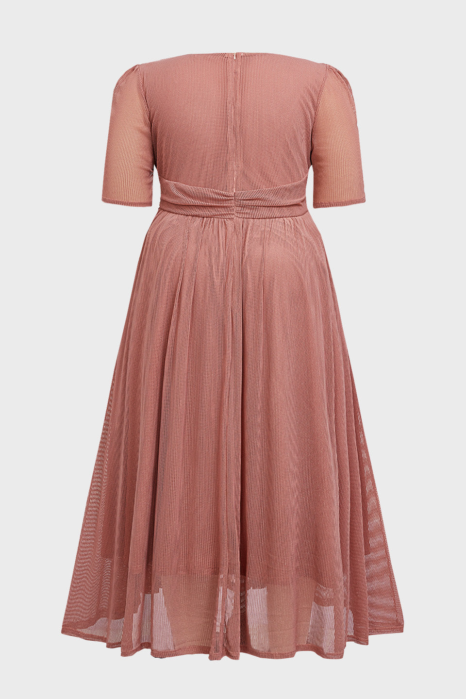 Curveins Plus Size V-Neck Short Sleeve Ruffle Hem Maxi Dress