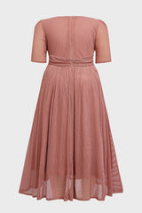 Curveins Plus Size V-Neck Short Sleeve Ruffle Hem Maxi Dress