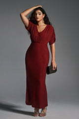 Curveins Plus Size Super Stretchy Ruched Velvet Bodycon Dress